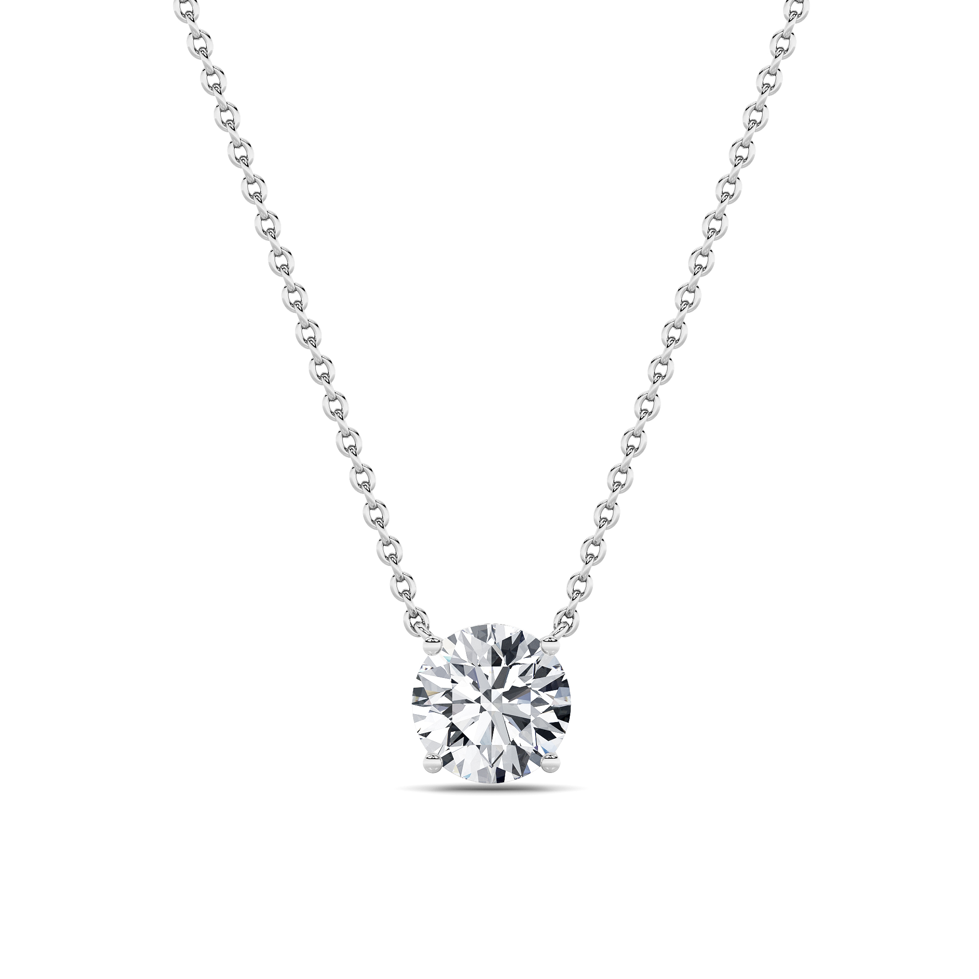 Round Shaped Lab Grown Diamond (F/VS) Solitaire Necklace in 14K Gold