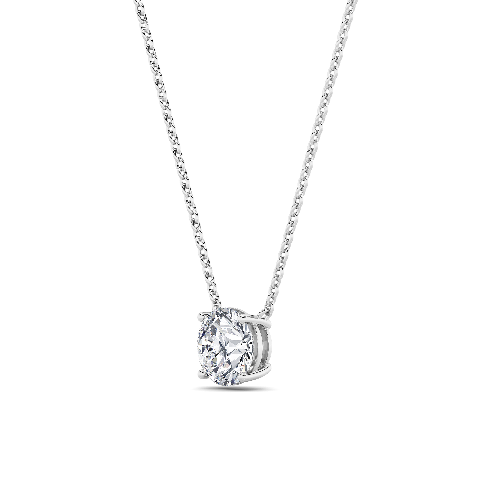 Round Shaped Lab Grown Diamond (F/VS) Solitaire Necklace in 14K Gold