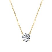 Round Shaped Lab Grown Diamond (F/VS) Solitaire Necklace in 14K Gold