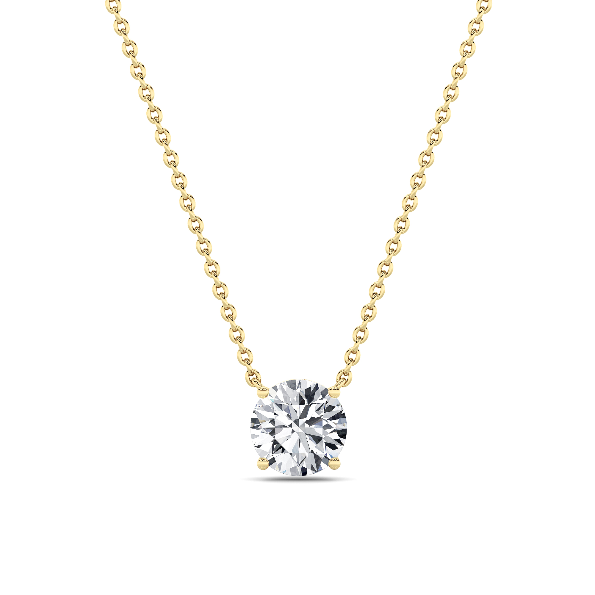 Round Shaped Lab Grown Diamond (F/VS) Solitaire Necklace in 14K Gold