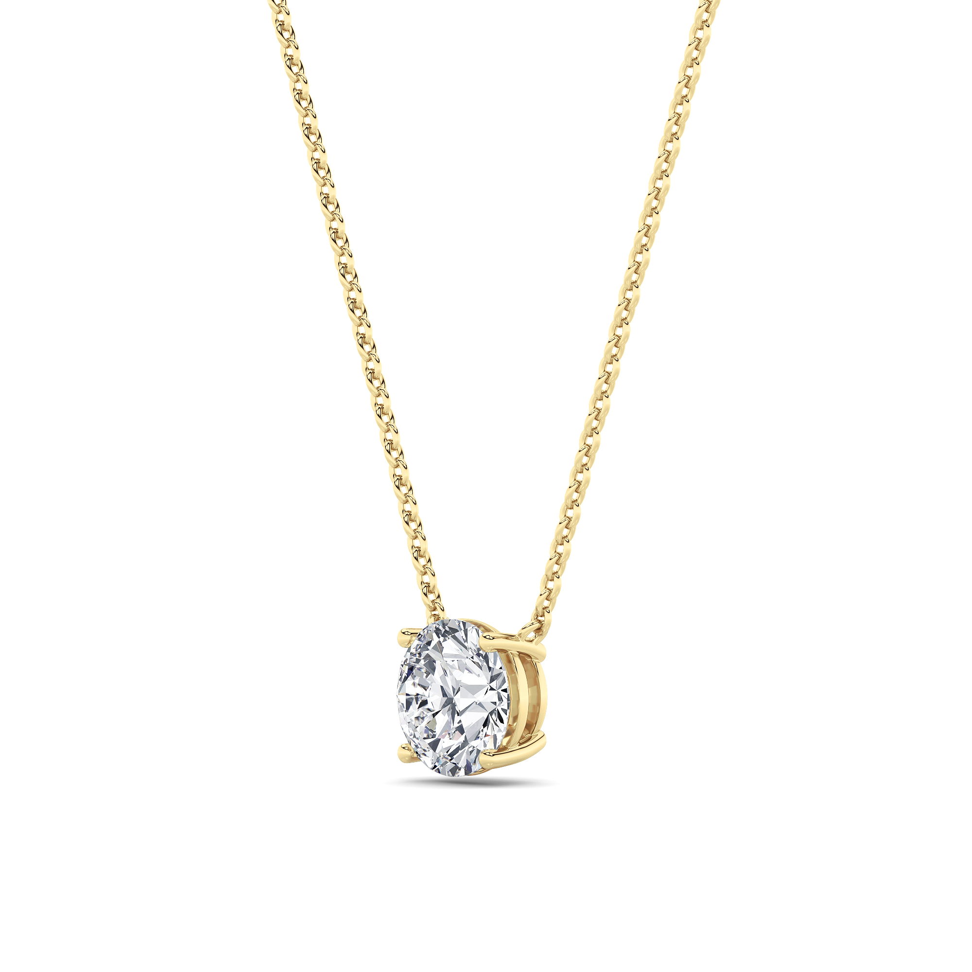 Round Shaped Lab Grown Diamond (F/VS) Solitaire Necklace in 14K Gold