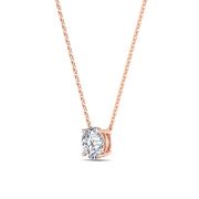 Round Shaped Lab Grown Diamond (F/VS) Solitaire Necklace in 14K Gold