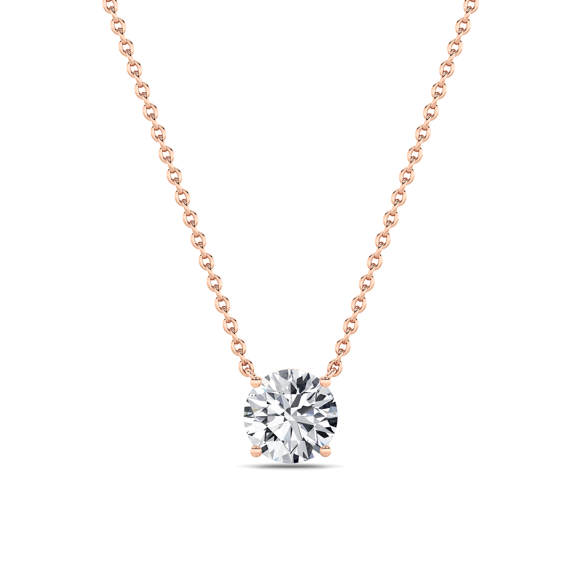Round Shaped Lab Grown Diamond (F/VS) Solitaire Necklace in 14K Gold