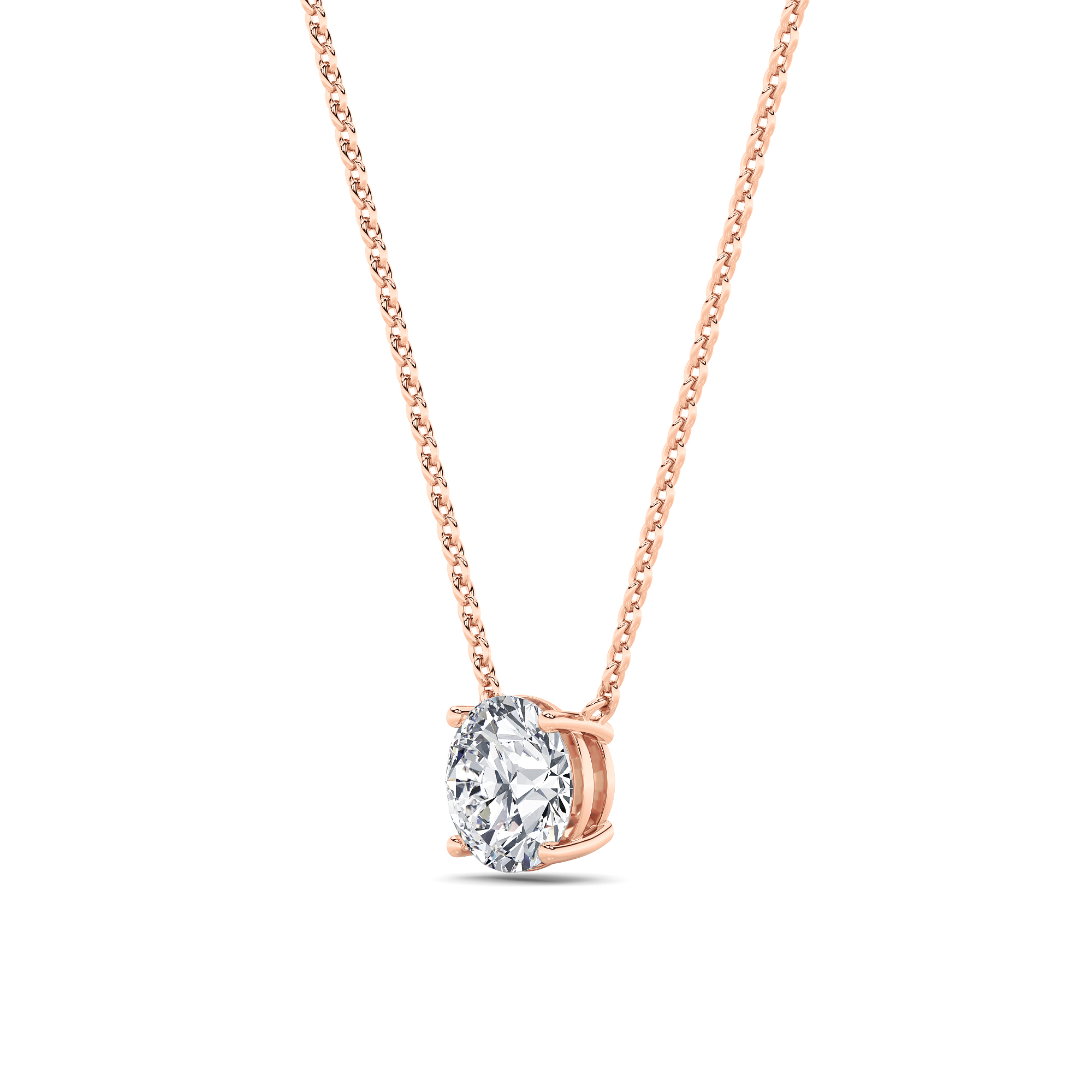 Round Shaped Lab Grown Diamond (F/VS) Solitaire Necklace in 14K Gold