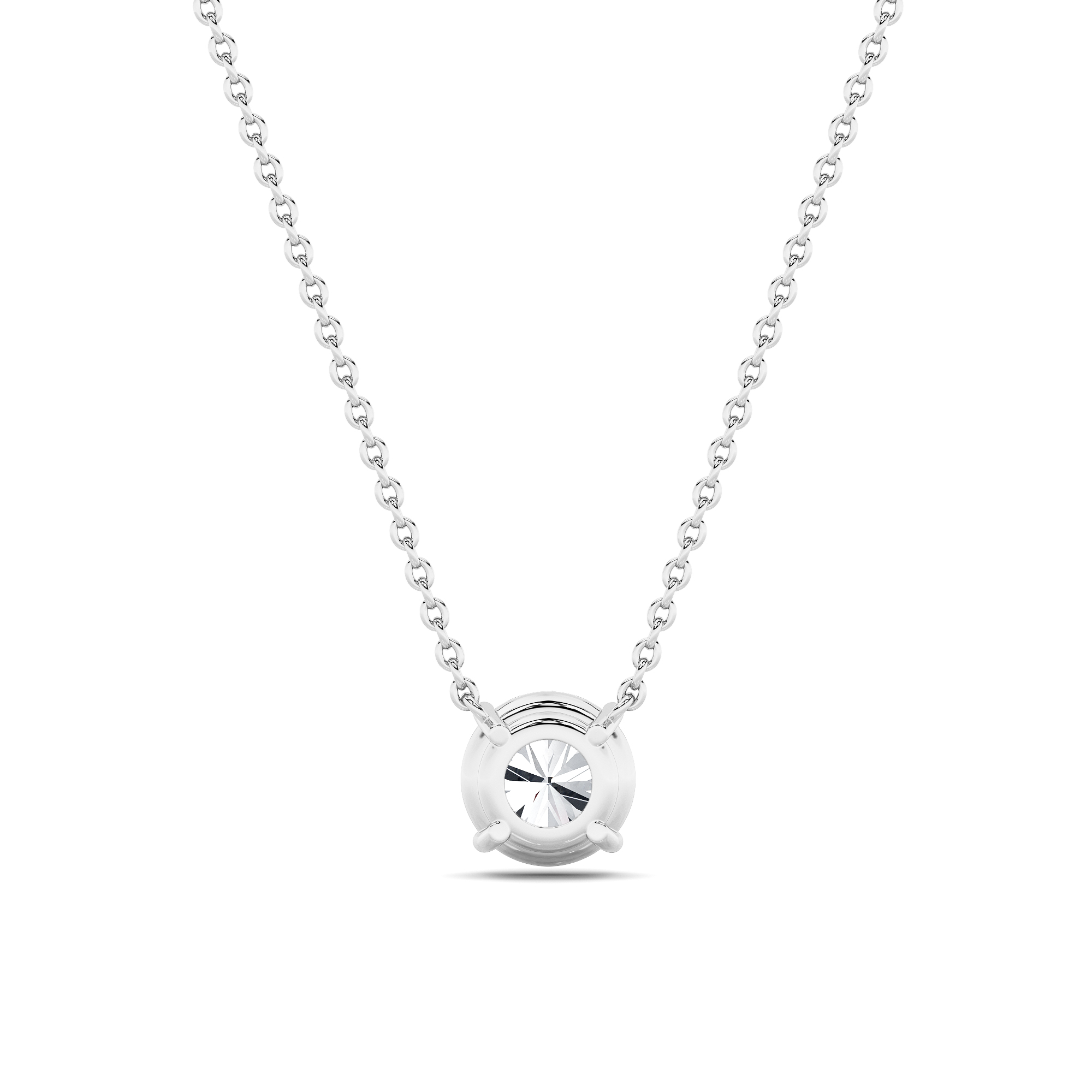 Round Shaped Lab Grown Diamond (F/VS) Solitaire Necklace in 14K Gold