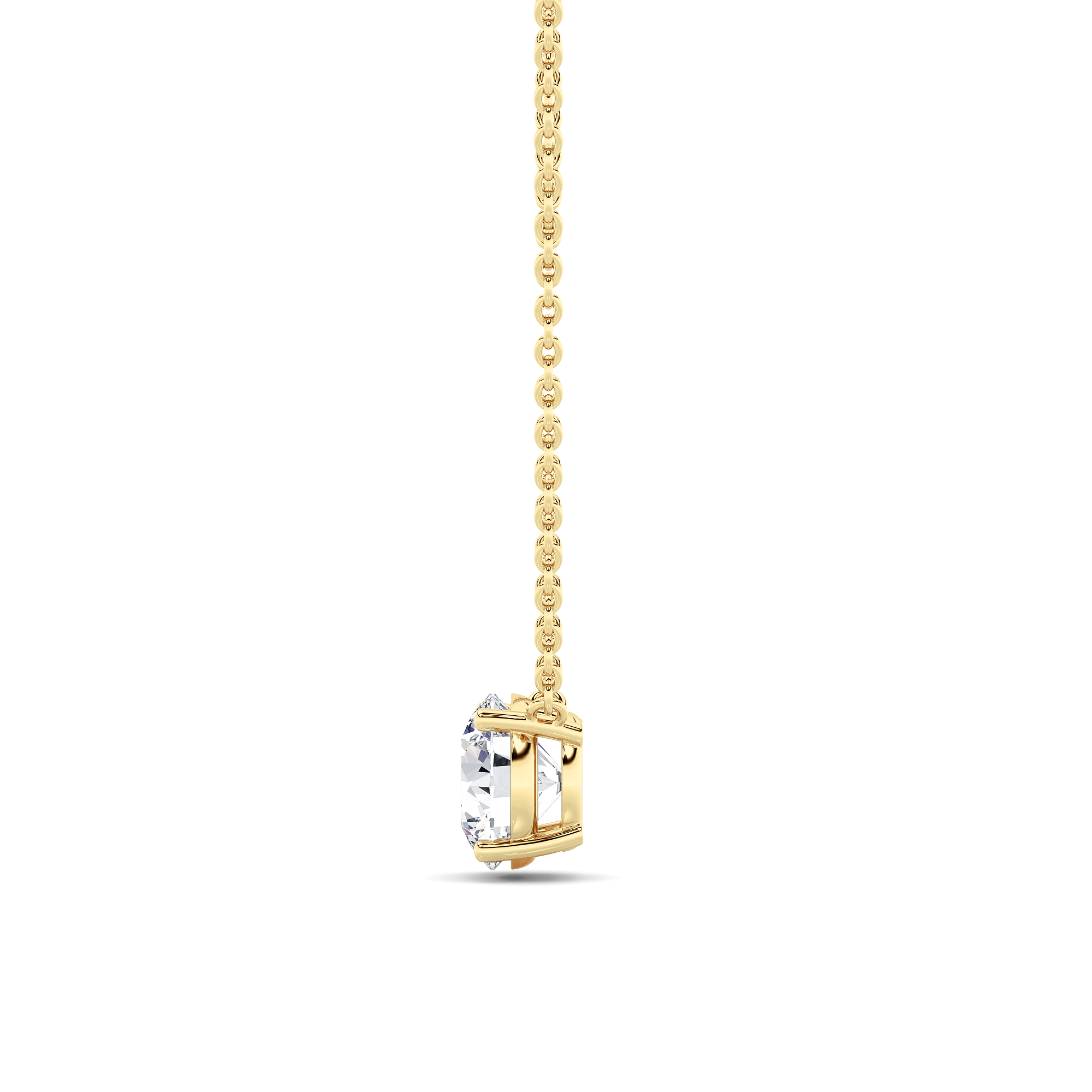 Round Shaped Lab Grown Diamond (F/VS) Solitaire Necklace in 14K Gold