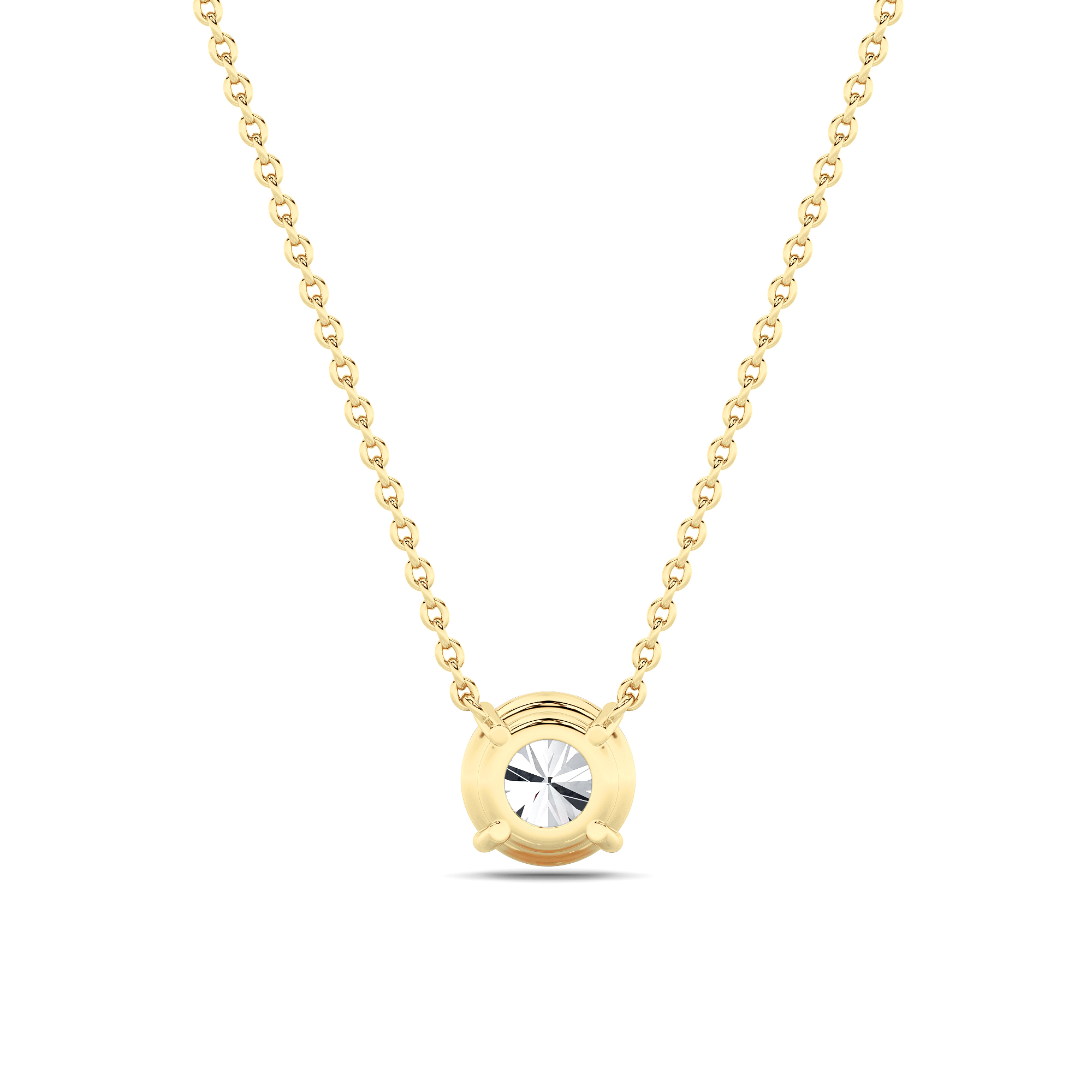 Round Shaped Lab Grown Diamond (F/VS) Solitaire Necklace in 14K Gold