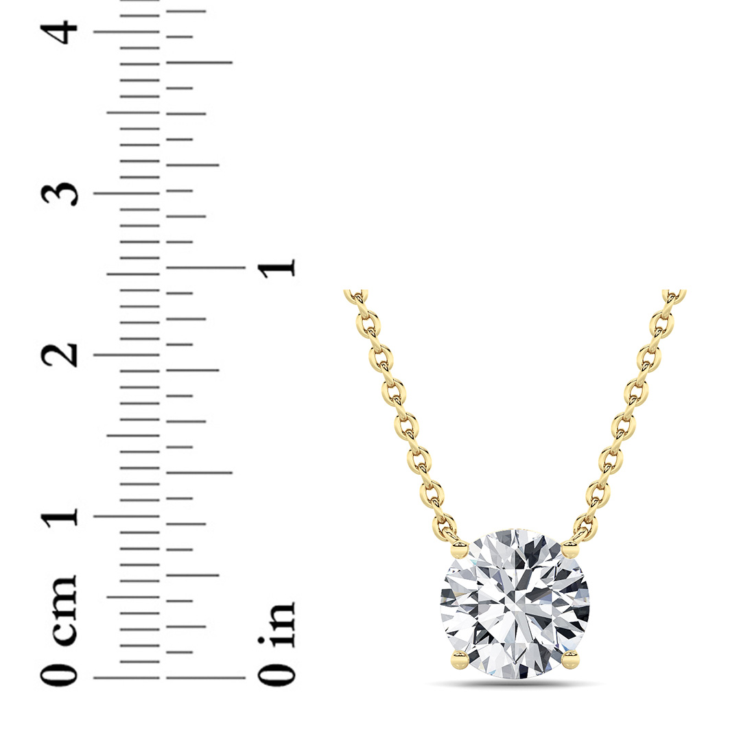 Round Shaped Lab Grown Diamond (F/VS) Solitaire Necklace in 14K Gold