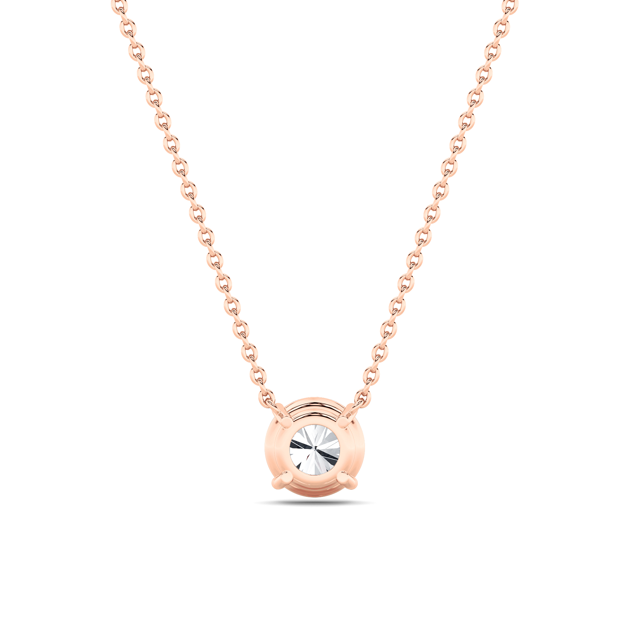 Round Shaped Lab Grown Diamond (F/VS) Solitaire Necklace in 14K Gold