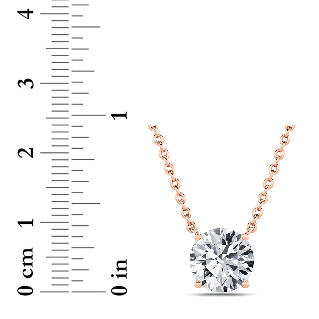 Round Shaped Lab Grown Diamond (F/VS) Solitaire Necklace in 14K Gold