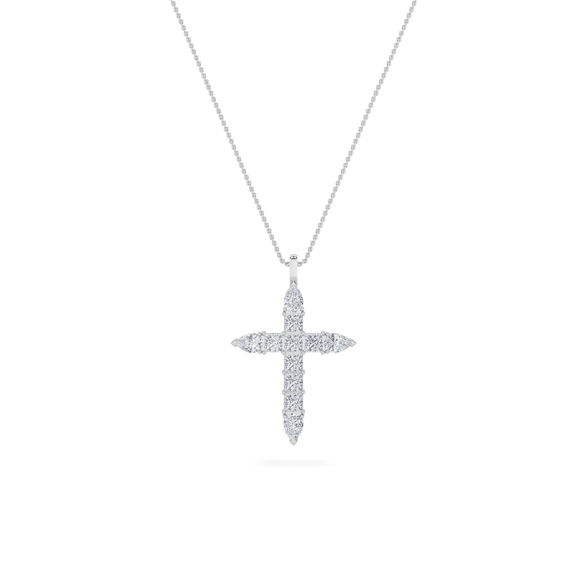 Pear Shaped Lab Grown Diamond (F/VS) Cross Pendant in 14K Gold