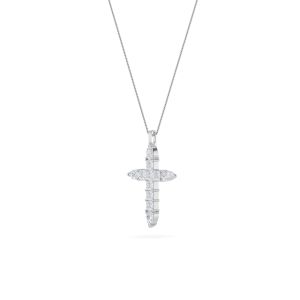 Pear Shaped Lab Grown Diamond (F/VS) Cross Pend...