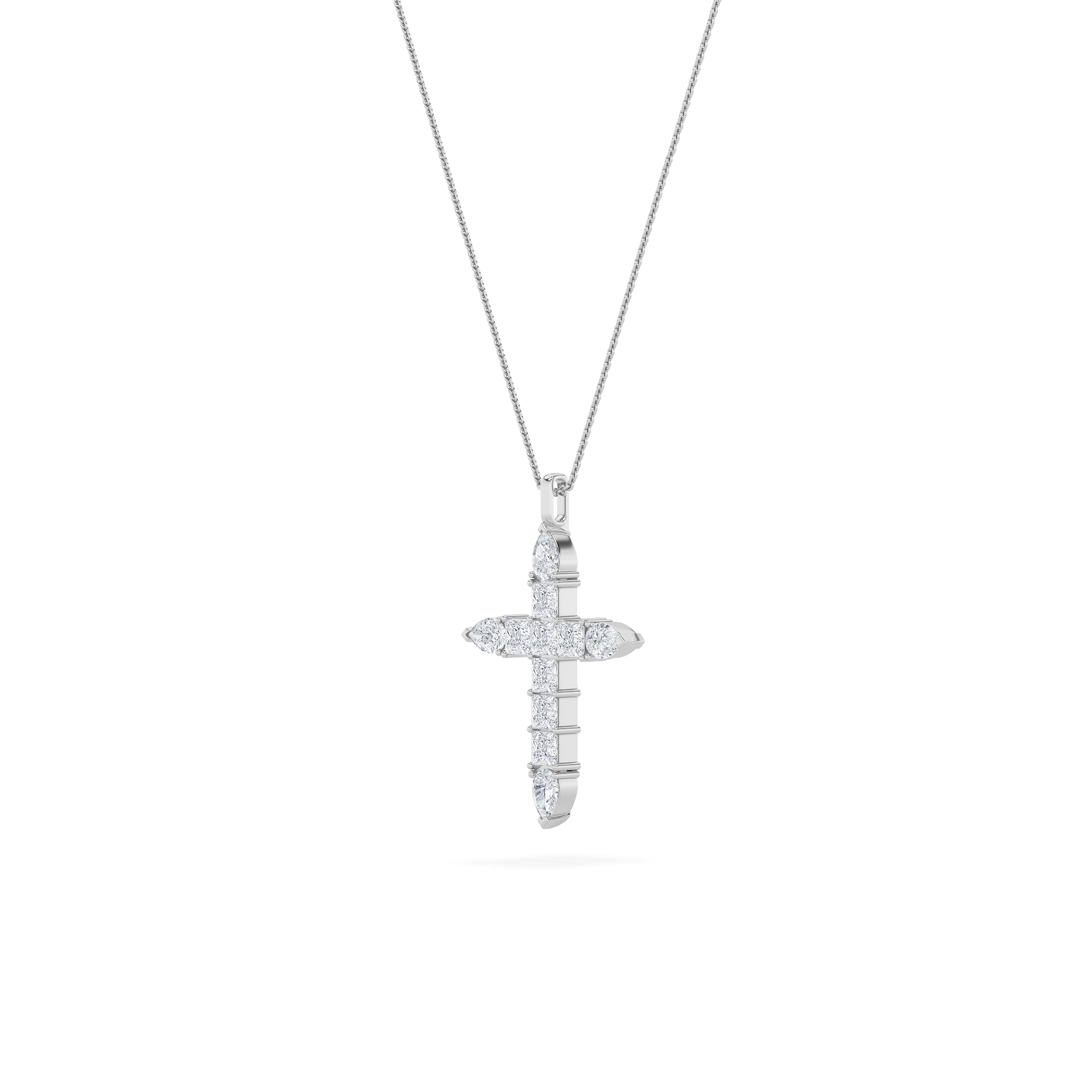 Pear Shaped Lab Grown Diamond (F/VS) Cross Pendant in 14K Gold