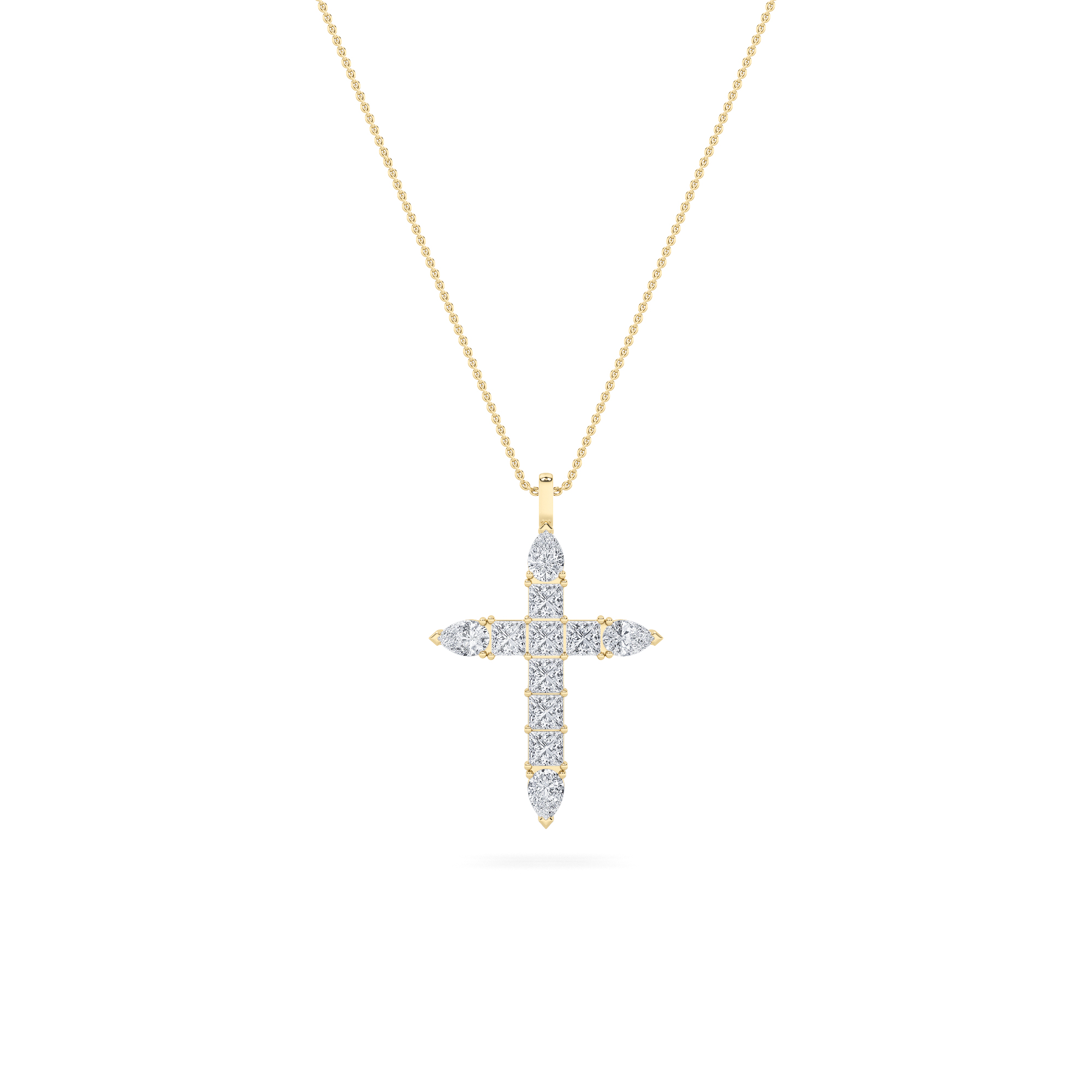 Pear Shaped Lab Grown Diamond (F/VS) Cross Pendant in 14K Gold