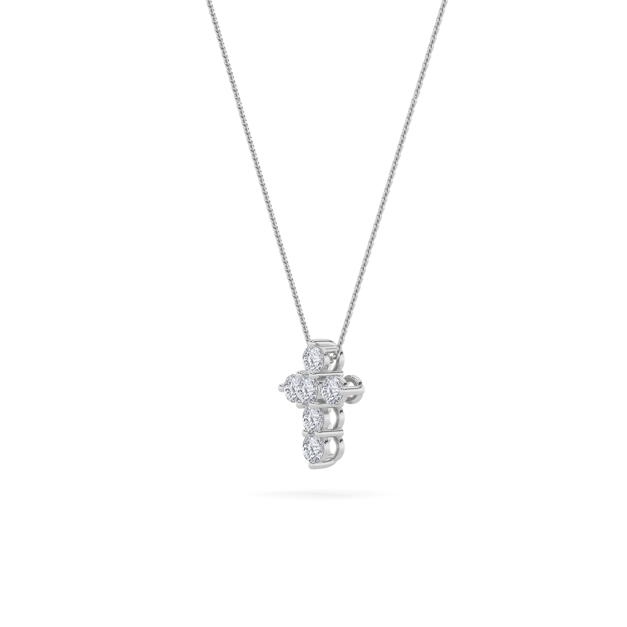 Round Shaped Lab Grown Diamond (F/VS) Cross Pendant in 14K Gold