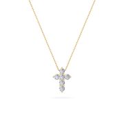 Round Shaped Lab Grown Diamond (F/VS) Cross Pendant in 14K Gold