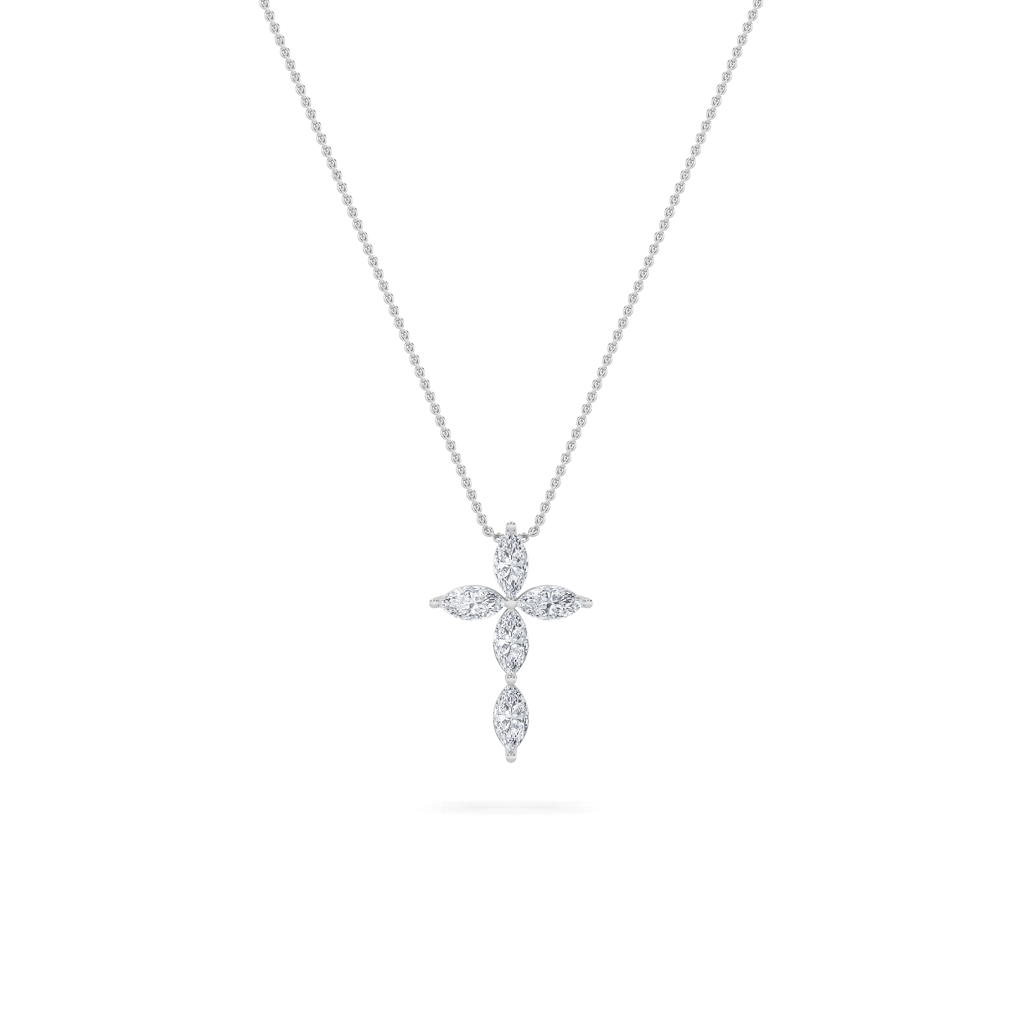 Marquise Shaped Lab Grown Diamond (F/VS) Cross Pendant in 14K Gold