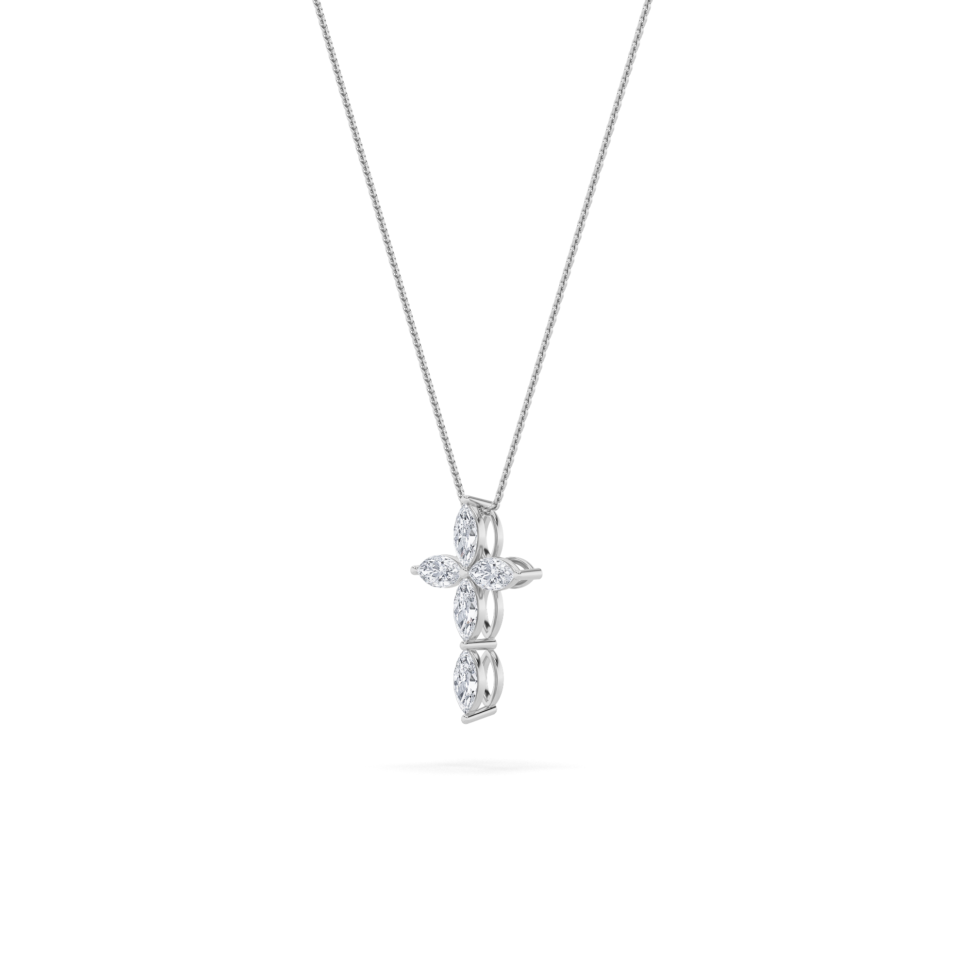 Marquise Shaped Lab Grown Diamond (F/VS) Cross Pendant in 14K Gold