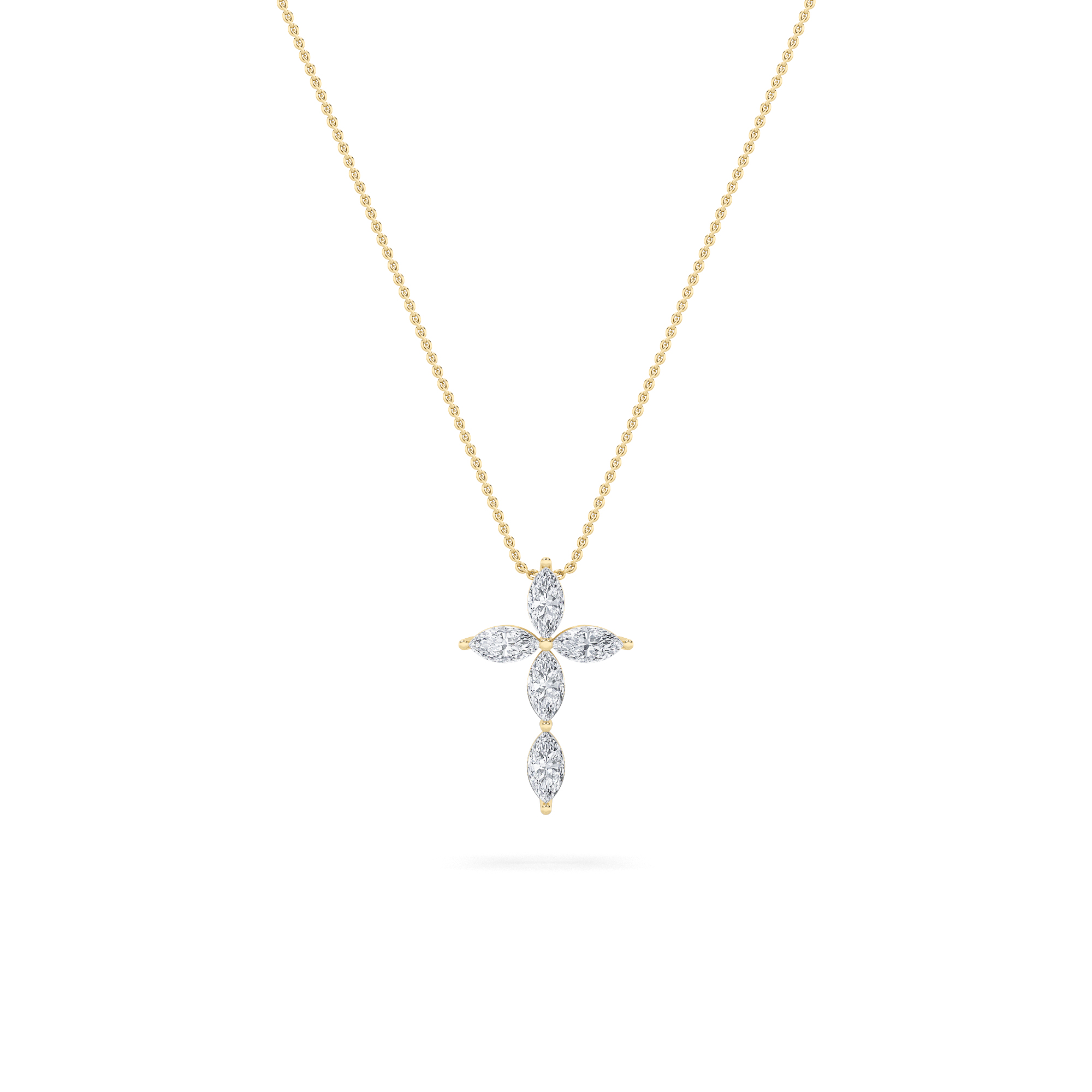 Marquise Shaped Lab Grown Diamond (F/VS) Cross Pendant in 14K Gold