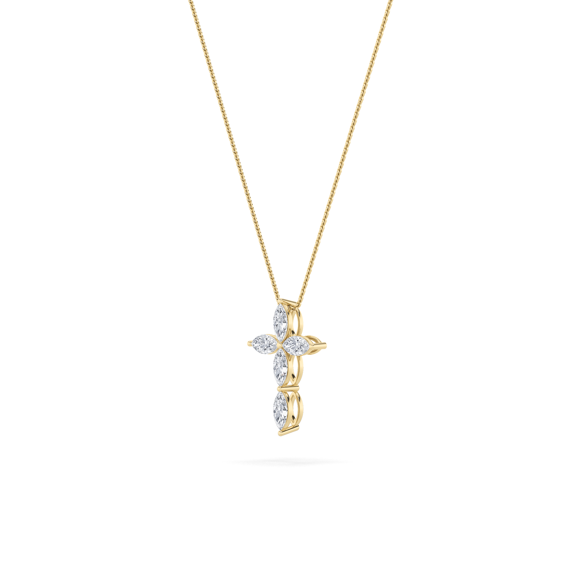 Marquise Shaped Lab Grown Diamond (F/VS) Cross Pendant in 14K Gold