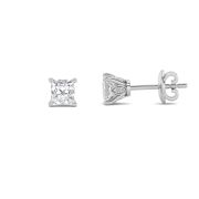 Princess Shaped Lab Grown Diamond (F/VS) Tulip Head Stud Earrings in 14K Gold