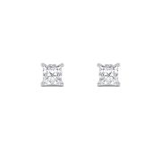 Princess Shaped Lab Grown Diamond (F/VS) Tulip Head Stud Earrings in 14K Gold