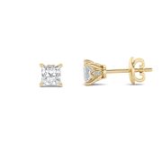 Princess Shaped Lab Grown Diamond (F/VS) Tulip Head Stud Earrings in 14K Gold