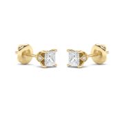 Princess Shaped Lab Grown Diamond (F/VS) Tulip Head Stud Earrings in 14K Gold