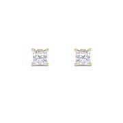 Princess Shaped Lab Grown Diamond (F/VS) Tulip Head Stud Earrings in 14K Gold