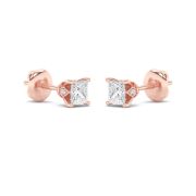 Princess Shaped Lab Grown Diamond (F/VS) Tulip Head Stud Earrings in 14K Gold
