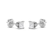 Princess Shaped Lab Grown Diamond (F/VS) Tulip Head Stud Earrings in 14K Gold