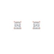 Princess Shaped Lab Grown Diamond (F/VS) Tulip Head Stud Earrings in 14K Gold