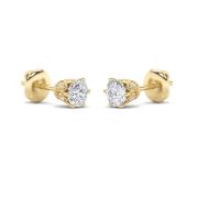 2Cttw Round Shaped Lab Grown Diamond (F/VS) TulipHead Stud Earrings in 14K Gold