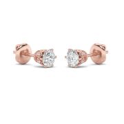2Cttw Round Shaped Lab Grown Diamond (F/VS) TulipHead Stud Earrings in 14K Gold