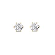 2Cttw Round Shaped Lab Grown Diamond (F/VS) TulipHead Stud Earrings in 14K Gold