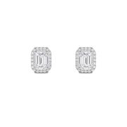Emerald Shaped Lab Grown Diamond (F/VS) Earring in 14K White Gold