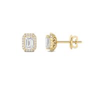 Emerald Shaped Lab Grown Diamond (F/VS) Earring in 14K White Gold