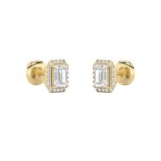 Emerald Shaped Lab Grown Diamond (F/VS) Earring in 14K White Gold