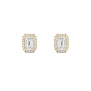 Emerald Shaped Lab Grown Diamond (F/VS) Earring in 14K White Gold
