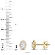 Oval Shaped Lab Grown Diamond (F/VS) Halo Stud Earrings in 14K Gold