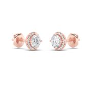 Round Shaped Lab Grown Diamond (F/VS) Halo Stud Earrings in 14K Gold