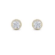 Round Shaped Lab Grown Diamond (F/VS) Halo Stud Earrings in 14K Gold