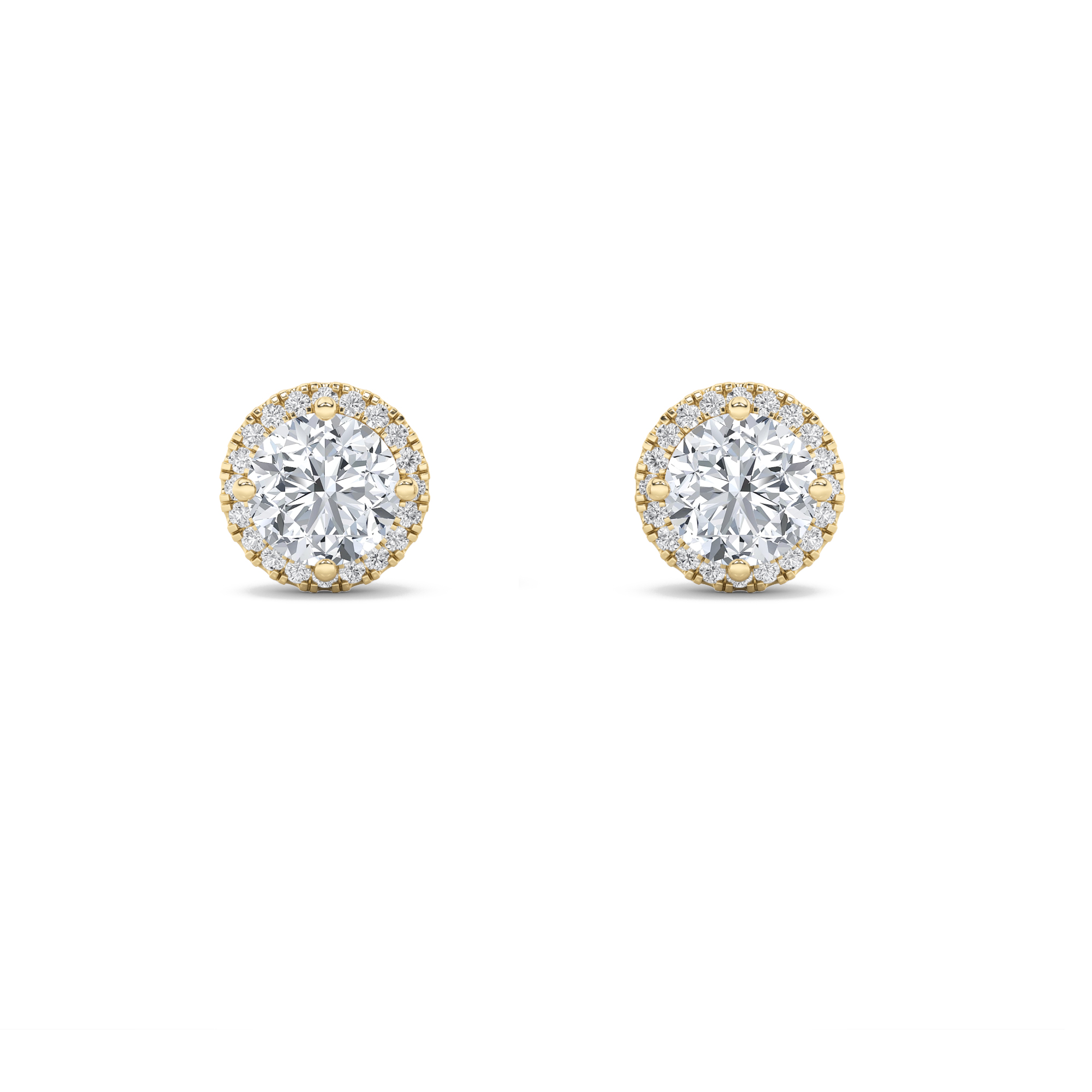 Round Shaped Lab Grown Diamond (F/VS) Halo Stud Earrings in 14K Gold