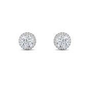 Round Shaped Lab Grown Diamond (F/VS) Halo Stud Earrings in 14K Gold