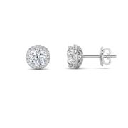 Round Shaped Lab Grown Diamond (F/VS) Halo Stud Earrings in 14K Gold