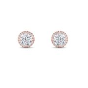 Round Shaped Lab Grown Diamond (F/VS) Halo Stud Earrings in 14K Gold