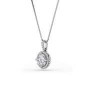 Round Shaped Lab Grown Diamond (F/VS) Halo Pendant in 14K Gold