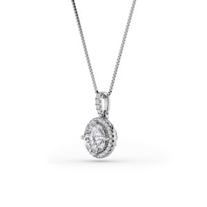 Round Shaped Lab Grown Diamond (F/VS) Halo Pend...