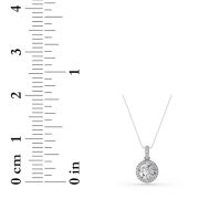Round Shaped Lab Grown Diamond (F/VS) Halo Pendant in 14K Gold
