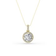 Round Shaped Lab Grown Diamond (F/VS) Halo Pendant in 14K Gold